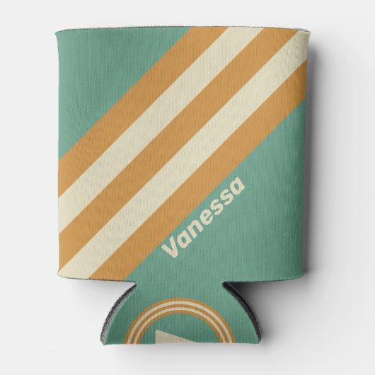 Retro Mos Strepen met Naam Blikjeskoeler (Voorkant)