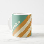 Retro Mos Strepen met Naam Koffiemok (Voorkant links)