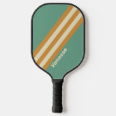 Retro Mos Strepen met Naam Pickleball Paddle (Achterkant)