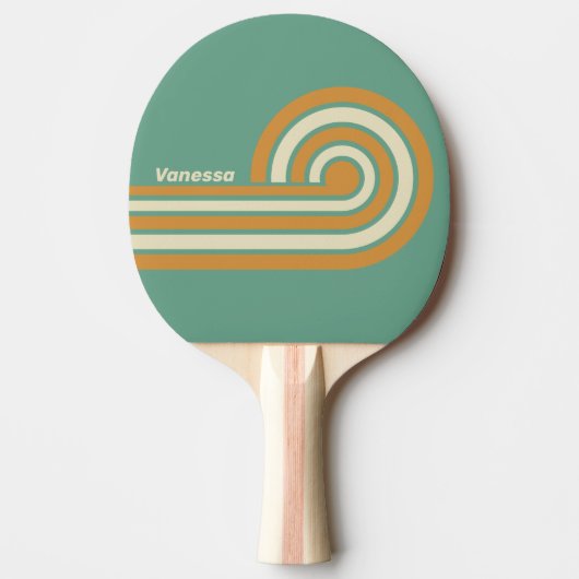 Retro Mos Strepen met Naam Tafeltennisbatje (Voorkant)