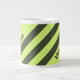Retro Mos Uitgebleekt Drie Strepen met Naam Grote Koffiekop