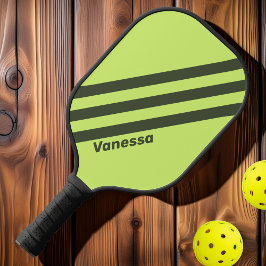 Retro Mos Uitgebleekt Drie Strepen met Naam Pickleball Paddle