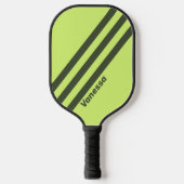 Retro Mos Uitgebleekt Drie Strepen met Naam Pickleball Paddle (Voorkant)