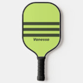 Retro Mos Uitgevaagd Drie Dwars Strepen met Naam Pickleball Paddle (Achterkant)