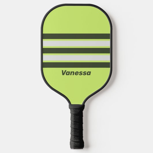 Retro Mos Uitlopend over Strepen met Naam Pickleball Paddle (Voorkant)