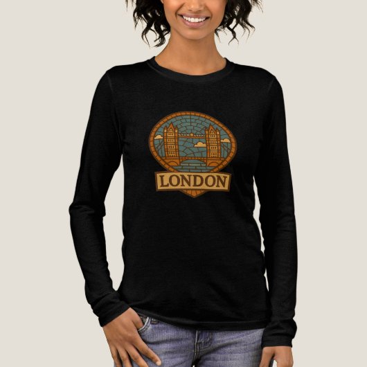 Retro Mosaic Tower Bridge Londen T-shirt (Voorkant)