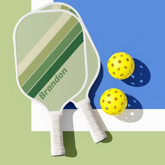 Retro Moss Regenboog met Naam Pickleball Paddle