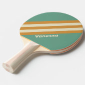 Retro Moss Stripes met naam Tafeltennisbatje (Voorkant Gekanteld)