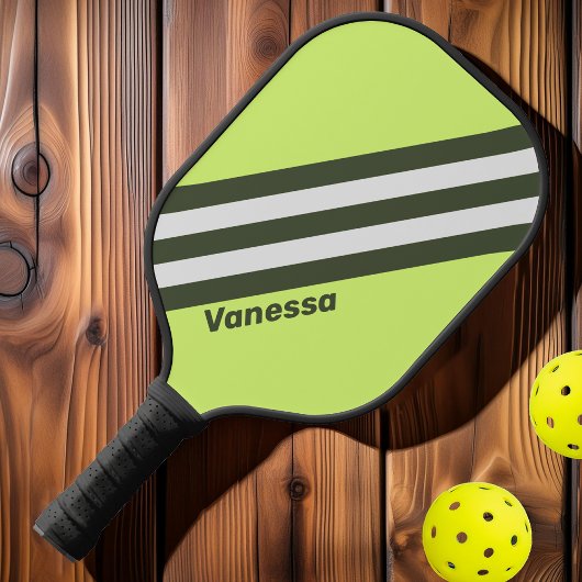 Retro Moss Vervagen Strepen met Naam Pickleball Paddle