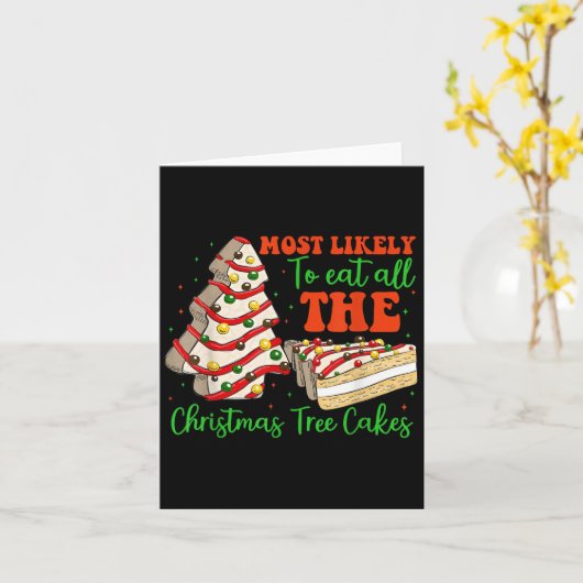 Retro Most Likely To Eat All The Christmas Tree Ca Kaart (Gele Bloem)