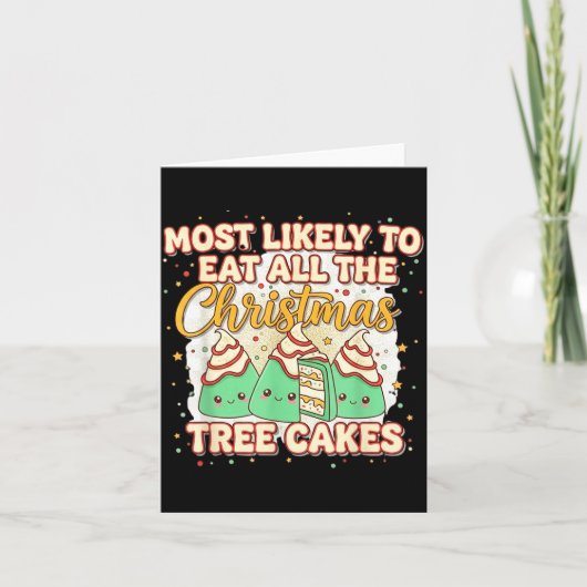Retro Most Likely To Eat All The Christmas Tree Ca Kaart (Voorkant)