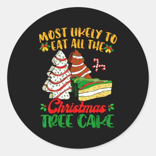 Retro Most Likely To Eat All The Christmas Tree Ca Ronde Sticker (Voorkant)