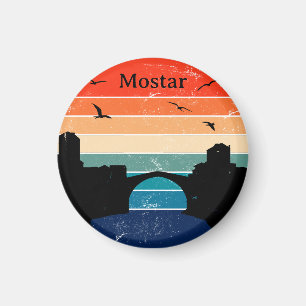 Retro Mostar Stari Most Brug Bosnië Herzegovina Magneet
