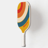 Retro Mosterd Cirkel Streep met Naam Pickleball Paddle (Links)