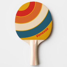 Retro Mosterd Cirkel Streep met Naam Tafeltennisbatje
