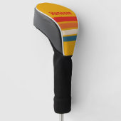 Retro Mosterd Dwars Strepen met Naam Golfheadcover (Schuin)