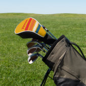 Retro Mosterd Dwars Strepen met Naam Golfheadcover (Insitu)