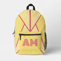Retro Mosterd en Roze Minimalistische Monogram