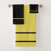 Retro mosterd en zwarte handdoek set (Insitu)