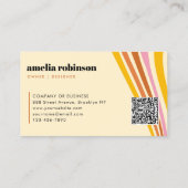 Retro Mosterd Geel Bruin Roze Boho Lijnen Minimaal Visitekaartje (Achterkant)