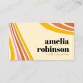 Retro Mosterd Geel Bruin Roze Boho Lijnen Minimaal Visitekaartje (Voorkant)