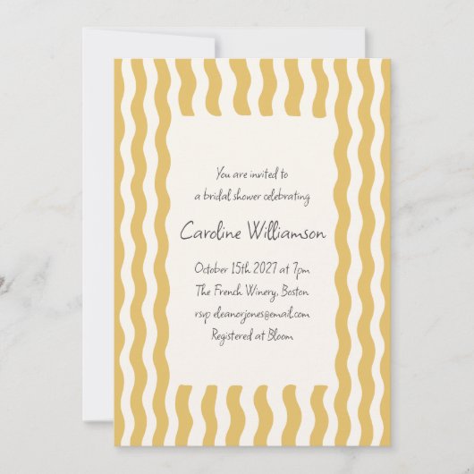 Retro mosterd geel Wavy Border Vrijgezellenfeest Kaart (Voorkant)
