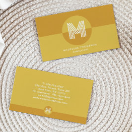 Retro Mosterd Geometrisch Modern Monogram Visitekaartje