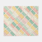 Retro Mosterd Geometrische Diamantruit Stip Fleece Deken (Voorkant (Horizontaal))