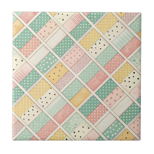 Retro Mosterd Geometrische Diamantruit Stip Tegeltje