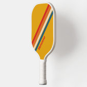 Retro Mosterd Gestreept met Naam Pickleball Paddle (Links)