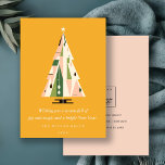 Retro Mosterd Groene Kerstboom Business Logo Feestdagenkaart<br><div class="desc">Als u nog meer aanpassingen nodig hebt,  kunt u mij op yellowfebstudio@gmail.com vrij klikken.</div>