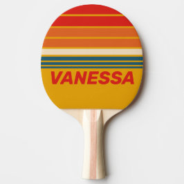 Retro Mosterd Horizon Strepen met Naam Tafeltennisbatje