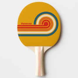 Retro Mosterd Krul Strepen met Naam Tafeltennisbatje
