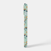 Retro Mosterd & Marine Wilde Bloem Motief iPhone 15 Case (Linkerkant)