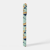 Retro Mosterd & Marine Wilde Bloem Motief iPhone 15 Case (Rechterkant)