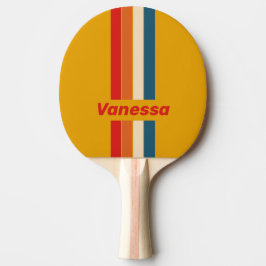 Retro Mosterd Speld Gestreept met Naam Tafeltennisbatje