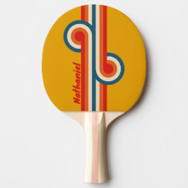 Retro Mosterd Streep Lus met Naam Tafeltennisbatje