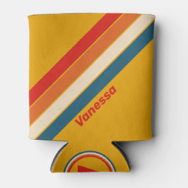 Retro Mosterd Strepen met Naam Blikjeskoeler