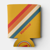 Retro Mosterd Strepen met Naam Blikjeskoeler (Achterkant)