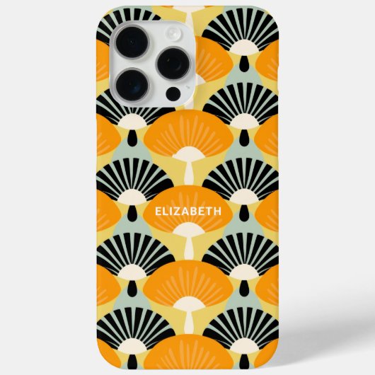 Retro Mosterd Zwart Patroon Gepersonaliseerd Case-Mate iPhone Case (Achterkant)