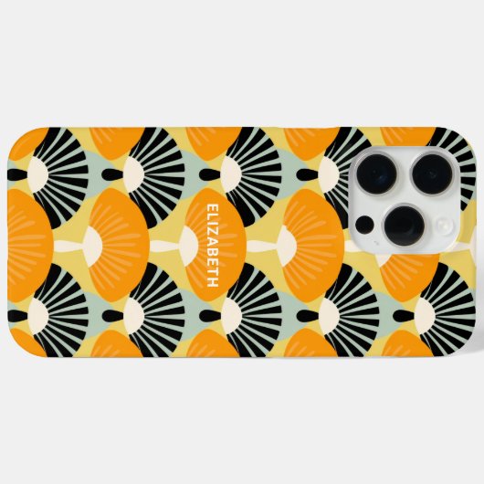 Retro Mosterd Zwart Patroon Gepersonaliseerd Case-Mate iPhone Case (Achterkant (horizontaal))