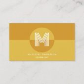 Retro Mosterdgeel Geometrisch Monogram QR Code Visitekaartje (Voorkant)
