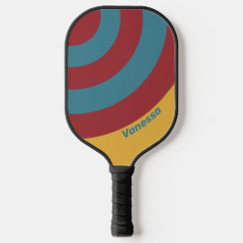 Retro Mosterdzaad Cirkel Streep met Naam Pickleball Paddle