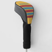 Retro Mosterdzaad Overdwars Strepen met Naam Golfheadcover (Schuin)