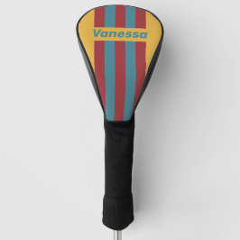 Retro Mosterdzaad Pin Strepen met Naam Golfheadcover