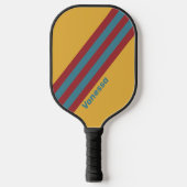 Retro Mosterdzaad Strepen met Naam Pickleball Paddle (Voorkant)