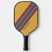 Retro Mosterdzaad Strepen met Naam Pickleball Paddle (Achterkant)