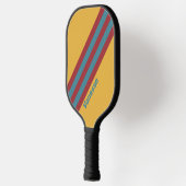 Retro mosterdzaadstrepen met naam pickleball paddle (Links)