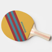 Retro mosterdzaadstrepen met naam tafeltennisbatje (Zijkant)