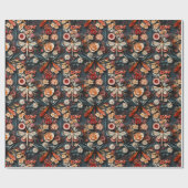 Retro Moth & Dragonfly Bloemenpatroon Cadeaupapier (Vlak)